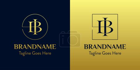 Illustration for Letters BI In Circle and Square Logo Set, for business with BI or IB initials - Royalty Free Image
