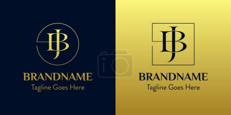 Illustration for Letters BJ In Circle and Square Logo Set, for business with BJ or JB initials - Royalty Free Image