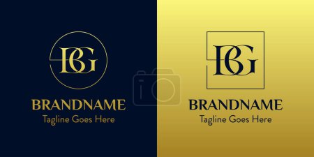 Lettres BG In Circle et Square Logo Set, pour les entreprises avec initiales BG ou GB