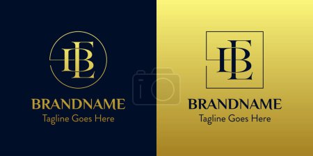 Illustration for Letters BE In Circle and Square Logo Set, for business with BE or EB initials - Royalty Free Image