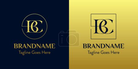 Illustration for Letters BC In Circle and Square Logo Set, for business with BC or CB initials - Royalty Free Image