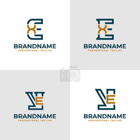 Elegant Letters EX and XE Monogram Logo, suitable for business with EX or XE initials