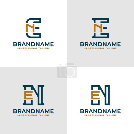 Élégantes lettres EN et NE logo monogramme, adapté pour les entreprises avec des initiales EN ou NE