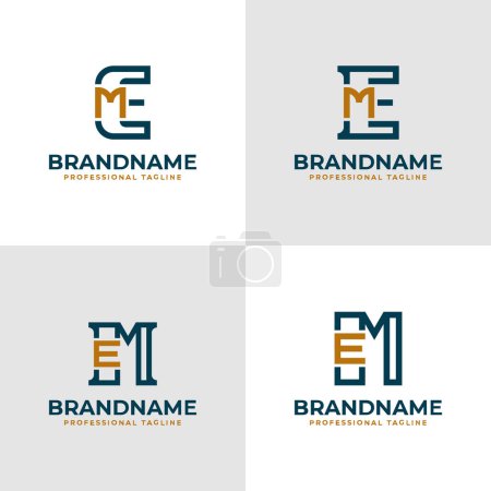 Elegante Buchstaben EM und ME Monogramm Logo, geeignet für Geschäfte mit EM oder ME Initialen