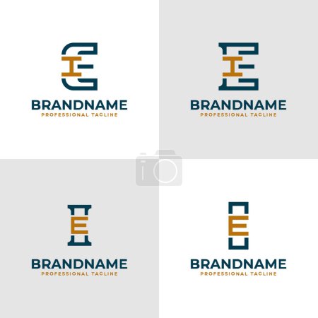Cartas elegantes EI y el logotipo de IE Monogram, aptos para negocios con iniciales EI o IE