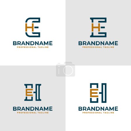 Elegante Buchstaben EH und ER Monogramm Logo, geeignet für Unternehmen mit EH oder ER Initialen
