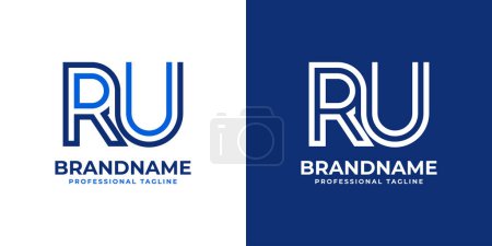Logotipo del monograma de la línea RU de las letras, conveniente para el negocio con las iniciales de RU o UR