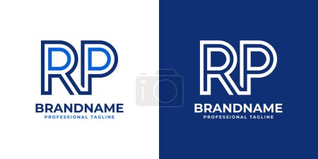 Lettres Logo Monogramme RP Line, adapté aux entreprises avec initiales RP ou PR