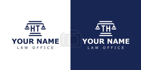 Téléchargez les illustrations : Lettre HT et TH logo juridique, adapté pour avocat, juridique, ou la justice avec HT ou TH initiales - en licence libre de droit