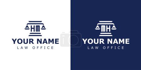Letter HM and MH Legal Logo, suitable for lawyer, legal, or justice with HM or MH initials