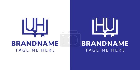 Buchstaben HU und UH Book Logo, geeignet für geschäftliche Buchungen mit HU oder UH Initialen