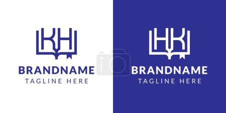 Buchstaben HK und KH Book Logo, geeignet für Geschäfte im Zusammenhang mit Buch mit HK oder KH Initialen