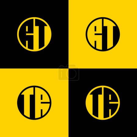 Conjunto de logotipo simple de círculo de letras RT y TR, adecuado para negocios con iniciales RT y TR