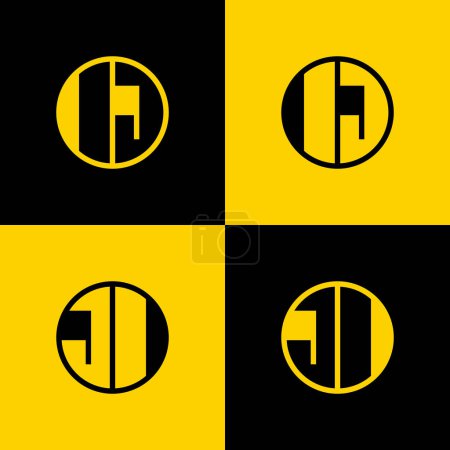 Simple IJ et JI Letters Circle Logo Set, adapté pour les entreprises avec les initiales IJ et JI