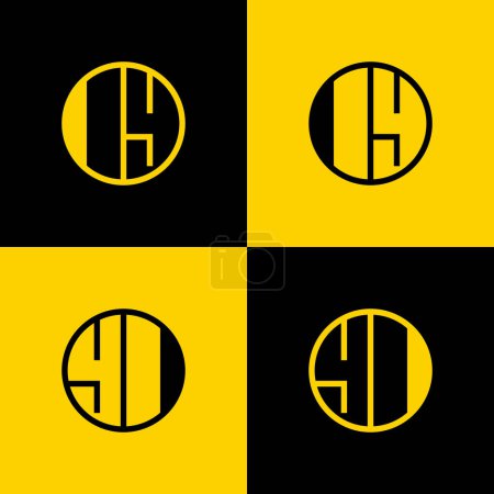 Simple IY et YI Letters Circle Logo Set, adapté pour les entreprises avec les initiales IY et YI