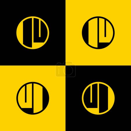 Einfaches IU und UI Letters Circle Logo Set, geeignet für Geschäfte mit IU- und UI-Initialen