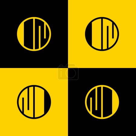 Set de logo simple IN et NI Letters Circle, adapté aux entreprises avec initiales IN et NI