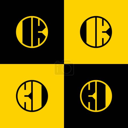 Einfaches IK und KI Letters Circle Logo Set, geeignet für Geschäfte mit IK und KI Initialen