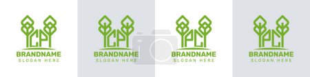 Letras CP y PC Greenhouse Logo, para negocios relacionados con plantas con iniciales CP o PC