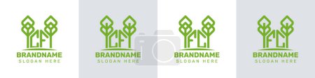 Letras CF y FC Greenhouse Logo, para empresas relacionadas con plantas con iniciales CF o FC