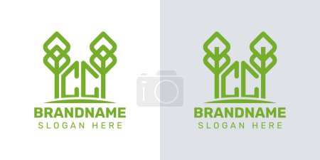Ilustración de Letras CC Greenhouse Logo, para empresas relacionadas con la planta con iniciales CC - Imagen libre de derechos