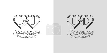 Buchstaben DU und UD Wedding Love Logo, für Paare mit D und U Initialen