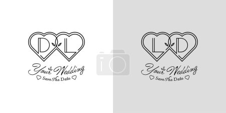 Letters DL and LD Wedding Love Logo, for couples with D and L initials