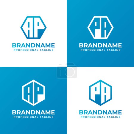 Cartas AP y PA Hexagon Logo Set, adecuado para negocios con iniciales AP o PA