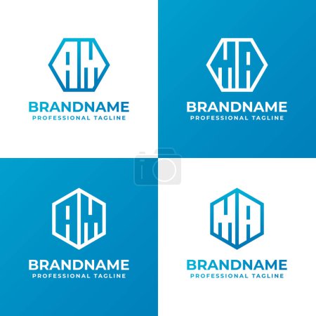 Lettres AM et MA Hexagon Logo Set, adapté pour les entreprises avec des initiales AM ou MA