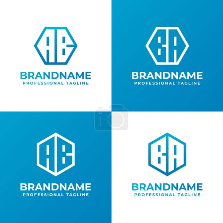 Buchstaben AB und BA Hexagon Logo Set, geeignet für Geschäfte mit AB- oder BA-Initialen