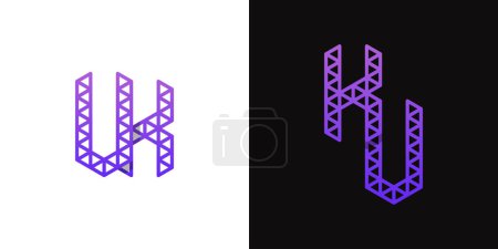 Letras KU y UK Polygon Logo, adecuadas para negocios relacionados con polígonos con iniciales KU o UK