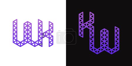 Lettres KW et WK Polygon Logo, adapté aux entreprises liées au polygone avec initiales KW ou WK