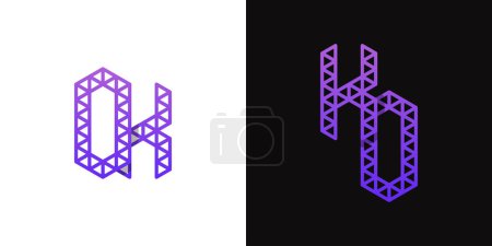 Lettres KO et OK Polygon Logo, adapté aux entreprises liées au polygone avec initiales KO ou OK