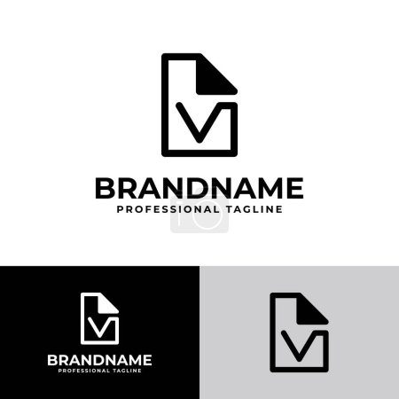 Lettre V Logo du document, adapté aux entreprises liées au document ou au papier avec initiale V