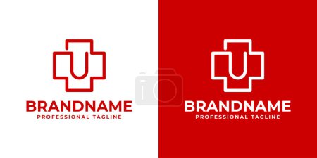 Illustration for Letter U Medical Cross Logo, suitable for business related to Medical Cross or Pharmacy with U initial - Royalty Free Image