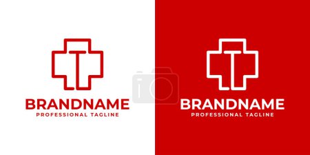 Illustration for Letter T Medical Cross Logo, suitable for business related to Medical Cross or Pharmacy with T initial - Royalty Free Image