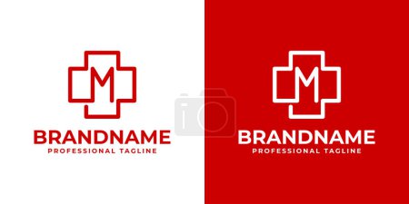 Illustration for Letter M Medical Cross Logo, suitable for business related to Medical Cross or Pharmacy with M initial - Royalty Free Image