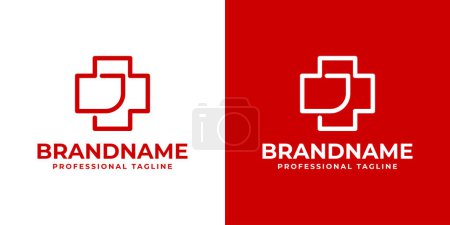 Illustration for Letter J Medical Cross Logo, suitable for business related to Medical Cross or Pharmacy with J initial - Royalty Free Image