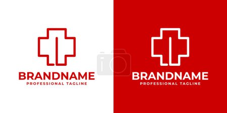 Illustration for Letter I Medical Cross Logo, suitable for business related to Medical Cross or Pharmacy with I initial - Royalty Free Image