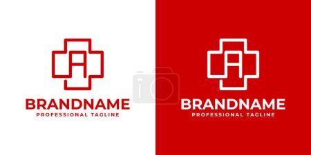 Illustration for Letter A Medical Cross Logo, suitable for business related to Medical Cross or Pharmacy with A initial - Royalty Free Image