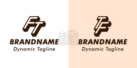Téléchargez les illustrations : Lettres FT et TF 3D Monogram Logo, adapté pour les entreprises avec initiales FT ou TF - en licence libre de droit
