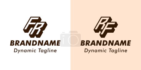 Logotipo del monograma de las letras FR y RF 3D, conveniente para el negocio con las iniciales de FR o de RF