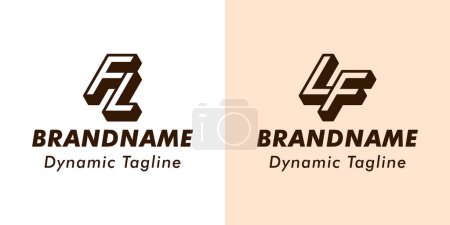 Logotipo del monograma de las letras FL y LF 3D, conveniente para el negocio con las iniciales de FL o LF