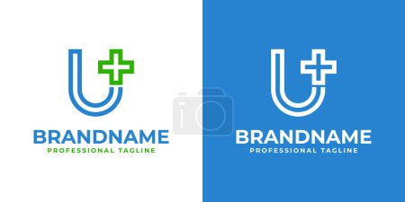 Illustration for Letter U Medical Cross Modern Logo, suitable for business related to Medical Cross or Pharmacy with U initial - Royalty Free Image