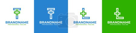 Illustration for Letter T Medical Cross Modern Logo, suitable for business related to Medical Cross or Pharmacy with T initial - Royalty Free Image