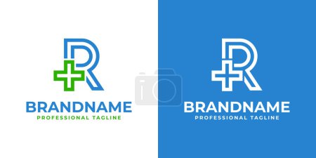 Illustration for Letter R Medical Cross Modern Logo, suitable for business related to Medical Cross or Pharmacy with R initial - Royalty Free Image