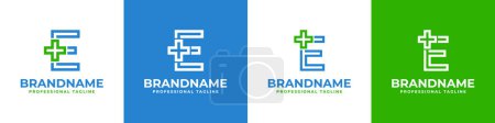 Illustration for Letter E Medical Cross Modern Logo, suitable for business related to Medical Cross or Pharmacy with E initial - Royalty Free Image