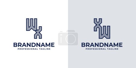 Buchstaben XW und WX Dot Monogram Logo, Geeignet für Geschäfte mit XW- oder WX-Initialen