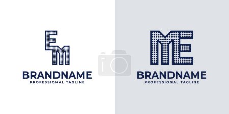 Buchstaben EM und ME Dot Monogram Logo, geeignet für Geschäfte mit EM- oder ME-Initialen