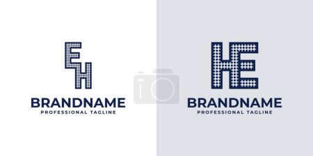 Lettres EH et HE Dot Monogram Logo, Convient pour les entreprises avec des initiales EH ou HE